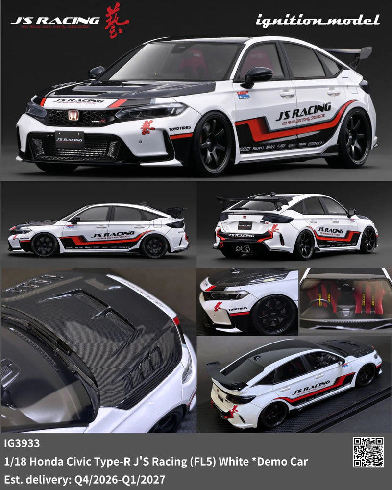 Type R Js Racing HONDA CIVIC TYPE-R J'S RACING (FL5) DEMO*CAR IGNITION MODEL 1:18 ...
