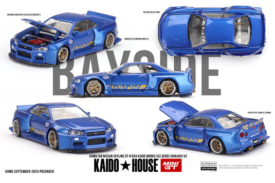 Nissan SKYLINE GT-R (R34) KAIDO*HOUSE (V2 AERO) SHINJUKU V2 1999 MINI GT 1:64