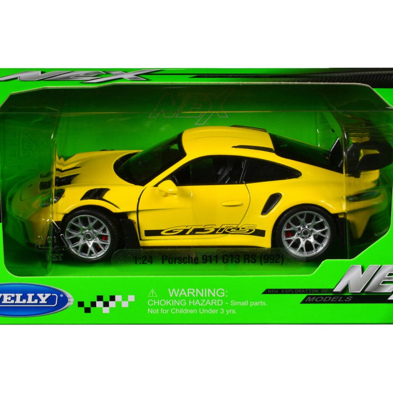 Laad de afbeelding in de Gallery-viewer, Porsche 911 GT3 RS 992 Geel WELLY 1:24
