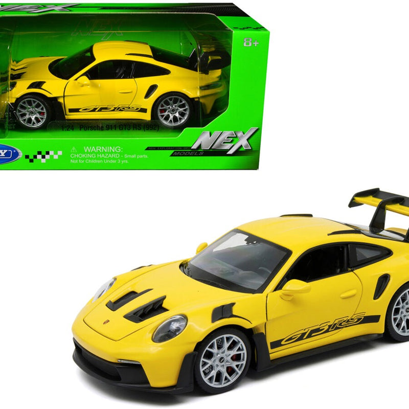 Laad de afbeelding in de Gallery-viewer, Porsche 911 GT3 RS 992 Geel WELLY 1:24
