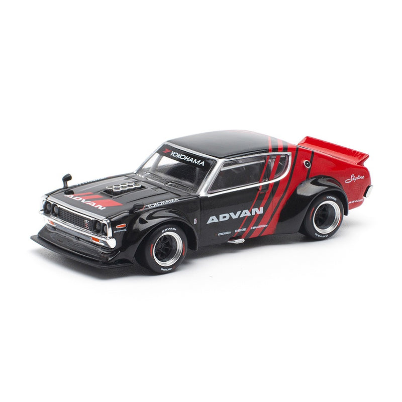 Load image into Gallery viewer, Nissan Skyline GT-R Drift (Kenmeri) Advan Livery Red/Black POP RACE 1:64
