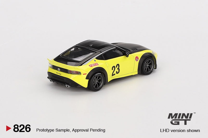 Laad de afbeelding in de Gallery-viewer, Nissan Z LB LB NATION WORKS IKAZUCHI GEEL 2024 (LHD) MINI GT 1:64
