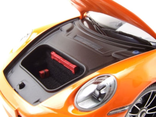 Porsche 911 (992) Turbo S coupe Sport Design 2021 Orange MINICHAMPS 1:18