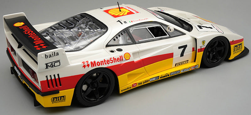 Chargez l&#39;image dans la visionneuse de la galerie, Ferrari F40 LM #7 MONTE SHELL SPONSOR RENDU ÉDITION 1996 (ÉDITION LIMITÉE Nr.28/80 Avec base en cuir &amp; Case) TECNOMODEL 1:18
