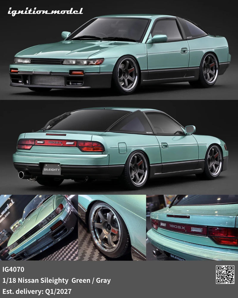 Chargez l'image dans la visionneuse de la galerie, NISSAN SILEIGHTY VERT/GRIS IGNITION MODEL 1:18

