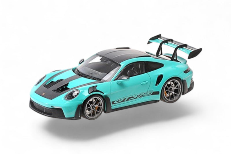 Chargez l'image dans la visionneuse de la galerie, Porsche 911 (992) GT3RS 2024 VERT AVEC ROUES GRIS FONCÉ MINICHAMPS 1:18
