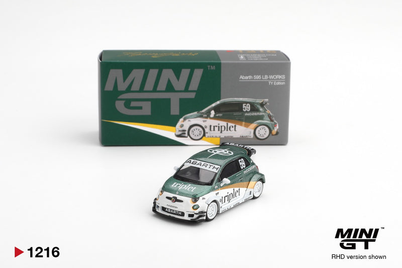 Laad de afbeelding in de Gallery-viewer, FIAT 595 ABARTH LB-WORKS TY EDITION 2026 MINI GT 1:64
