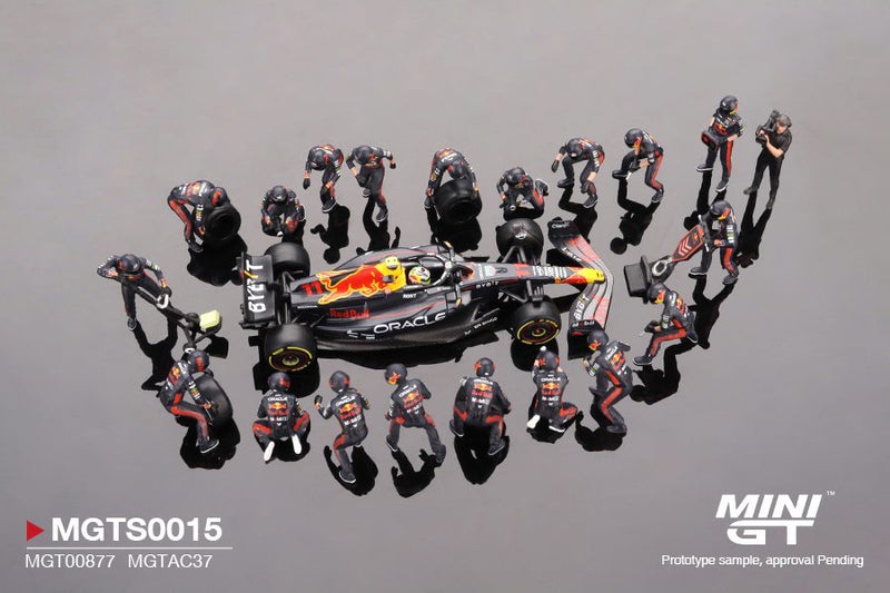 Load image into Gallery viewer, RedBull RACING RB19 PIT CREW SET #11 SERGIO PÉREZ JAPANESE GRAND PRIX 2023 MINI GT 1:64

