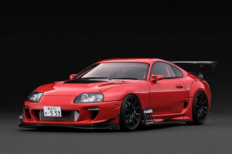 Laad de afbeelding in de Gallery-viewer, TOYOTA SUPRA RZ (JZA80) ORIDO STREET VERSION ROOD IGNITION MODEL 1:18
