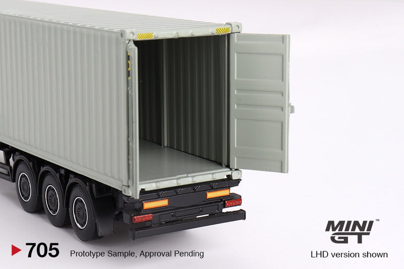 Load image into Gallery viewer, MERCEDES-BENZ ACTROS WITH 40 FT CONTAINER "UPS EUROPE" + FIGURINE: UPS DRIVER AND WORKERS MINI GT 1:64
