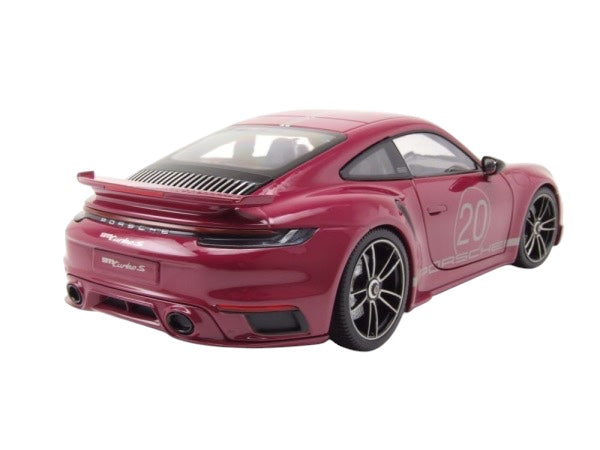 Chargez l'image dans la visionneuse de la galerie, Porsche 911 (992) Turbo S coupé Sport Design 2021 Rouge MINICHAMPS 1:18
