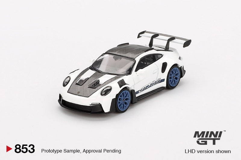 Load image into Gallery viewer, Porsche 911 (992) GT3 RS WEISSACH PACKAGE WHITE WITH INDIGO BLUE (LHD) MINI GT 1:64
