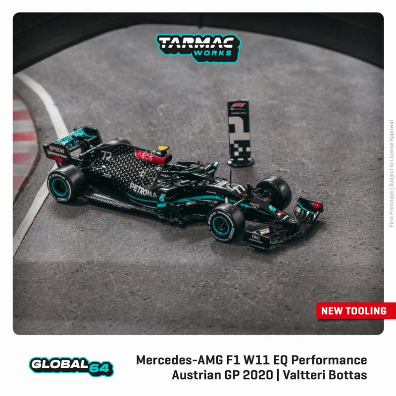 Chargez l&#39;image dans la visionneuse de la galerie, Mercedes Benz AMG F1 W11 EQ Performance #77 Valtteri Bottas Winner Austrian Grand Prix 2020 TARMAC WORKS 1:64
