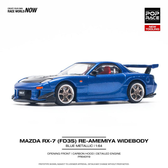 Mazda RX-7 (FD3S) Re-Amemiya Widebody Blue POP RACE 1:64