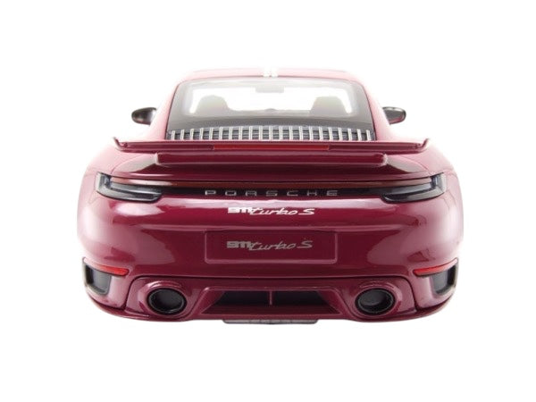 Chargez l'image dans la visionneuse de la galerie, Porsche 911 (992) Turbo S coupé Sport Design 2021 Rouge MINICHAMPS 1:18
