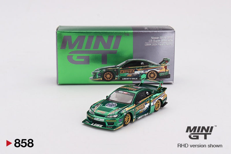 Laad de afbeelding in de Gallery-viewer, Nissan SILVIA S15 LB-SUPER SILHOUET FAUSTO RACING 2024 (RHD) MINI GT 1:64
