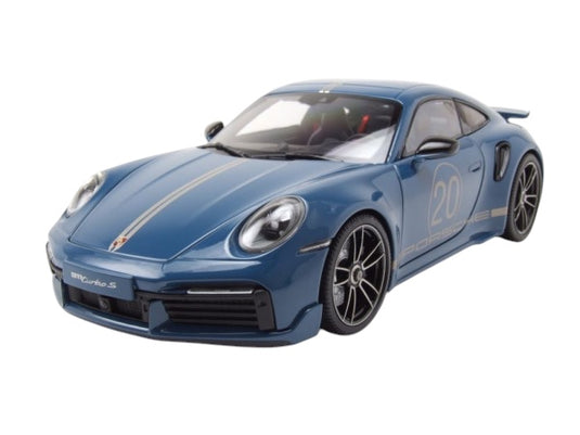 Porsche 911 (992) Turbo S coupé Sport Design 2021 Bleu MINICHAMPS 1:18