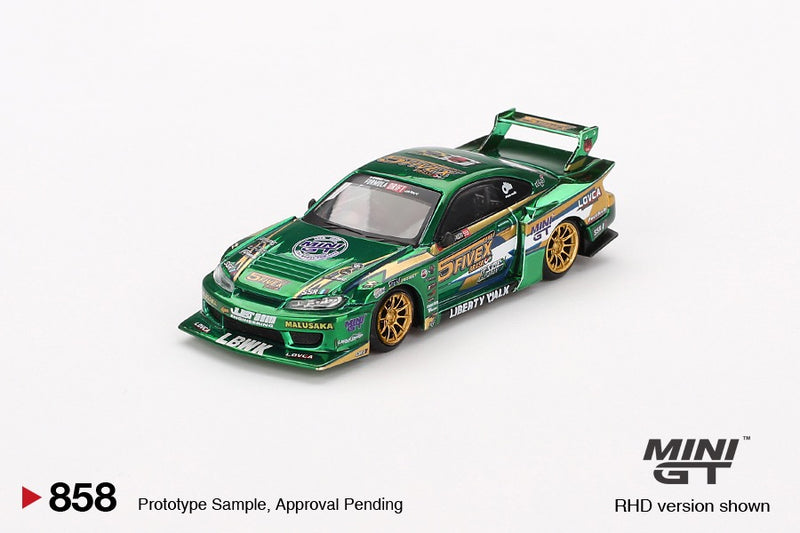 Laad de afbeelding in de Gallery-viewer, Nissan SILVIA S15 LB-SUPER SILHOUET FAUSTO RACING 2024 (RHD) MINI GT 1:64

