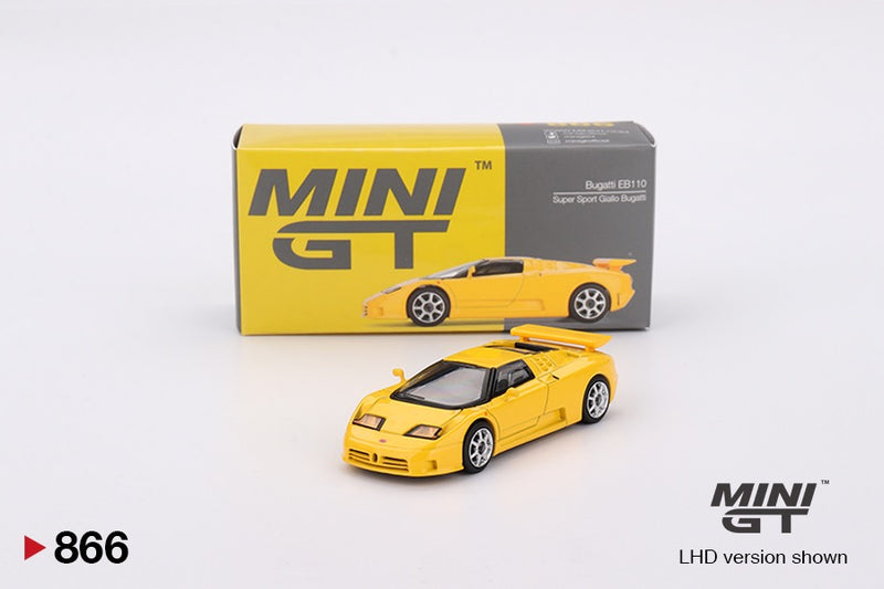 Chargez l&#39;image dans la visionneuse de la galerie, Bugatti EB110 SUPER SPORT 1995 JAUNE (LHD) MINI GT 1:64
