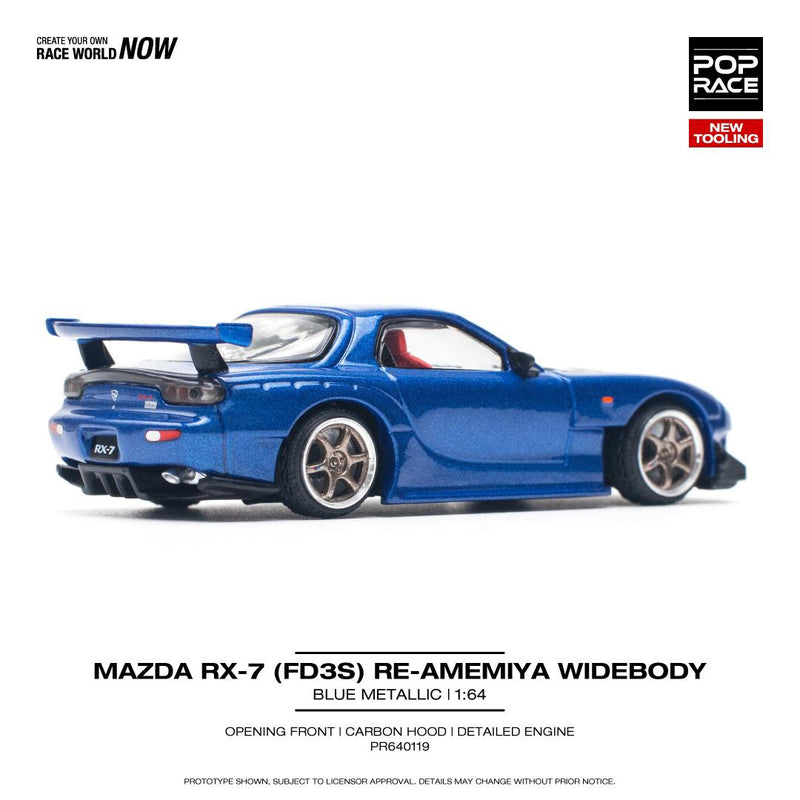 Load image into Gallery viewer, Mazda RX-7 (FD3S) Re-Amemiya Widebody Blue POP RACE 1:64
