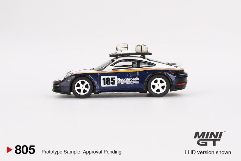 Load image into Gallery viewer, Porsche 911 (992) DAKAR RALLYE DESIGN PACKAGE WHITE/GENTIAN BLUE METALLIC 2023 (LHD) MINI GT 1:64
