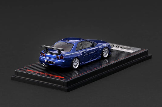 NISSAN SKYLINE GT-R MINE'S (R34) BLUE IGNITION MODEL 1:64