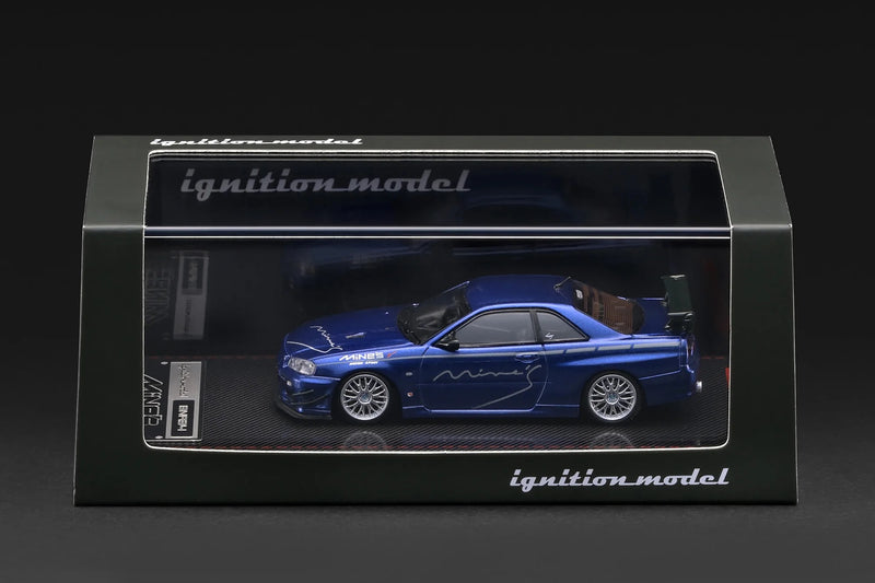 Load image into Gallery viewer, NISSAN SKYLINE GT-R MINE'S (R34) BLUE IGNITION MODEL 1:64
