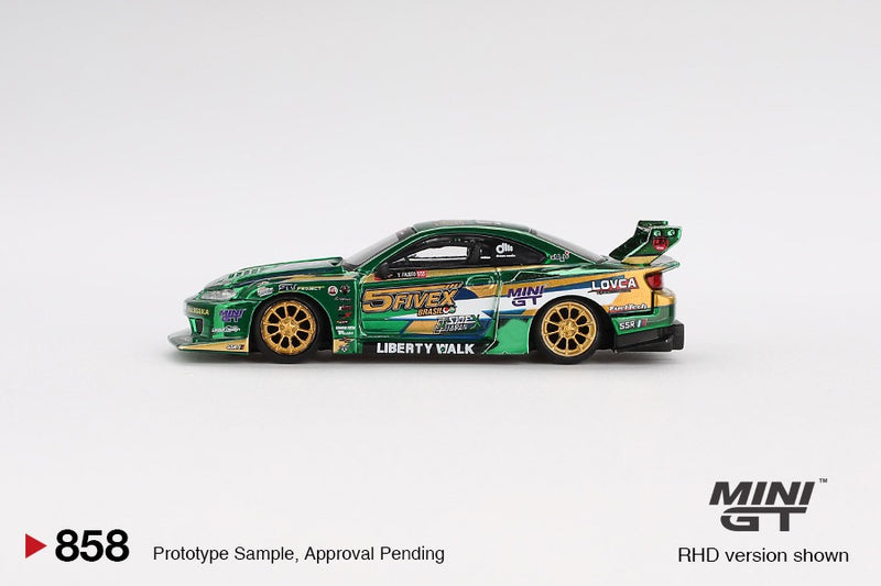 Laad de afbeelding in de Gallery-viewer, Nissan SILVIA S15 LB-SUPER SILHOUET FAUSTO RACING 2024 (RHD) MINI GT 1:64
