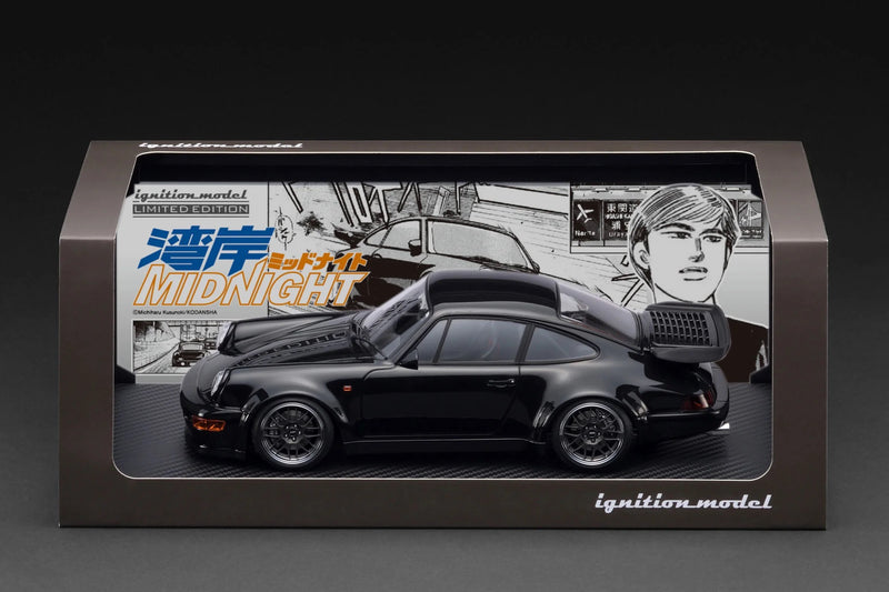 Load image into Gallery viewer, Porsche Blackbird (964) *MIDNIGHT* with Mr. Tatsuya Shima figure Black IGNITION MODEL 1:18
