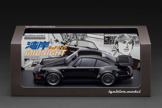 Porsche Blackbird (964) *MIDNIGHT* with Mr. Tatsuya Shima figure Black IGNITION MODEL 1:18
