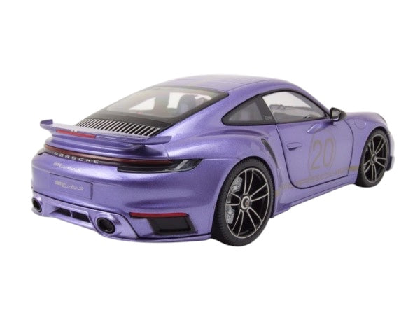 Chargez l'image dans la visionneuse de la galerie, Porsche 911 (992) Turbo S coupé Sport Design 2021 Violet MINICHAMPS 1:18
