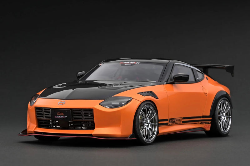 Laad de afbeelding in de Gallery-viewer, NISSAN TOP SECRET FAIRLADY Z (RZ34) ORANJE IGNITION MODEL 1:18
