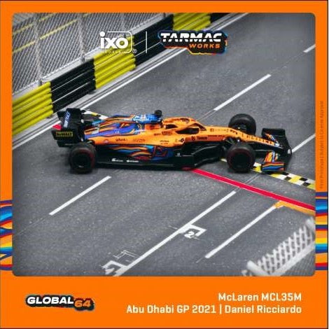 Load image into Gallery viewer, McLaren MCL35M #3 Daniel Ricciardo Abu Dhabi Grand Prix 2021 TARMAC WORKS 1:64
