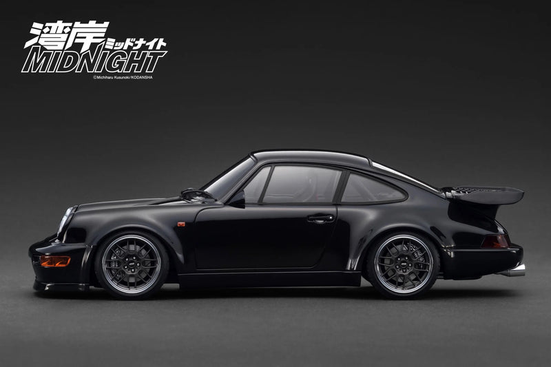 Load image into Gallery viewer, Porsche Blackbird (964) *MIDNIGHT* with Mr. Tatsuya Shima figure Black IGNITION MODEL 1:18
