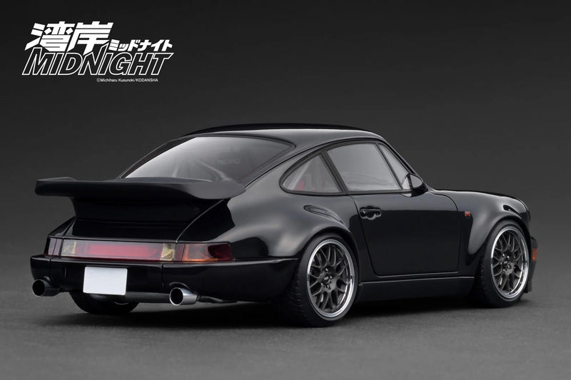 Load image into Gallery viewer, Porsche Blackbird (964) *MIDNIGHT* with Mr. Tatsuya Shima figure Black IGNITION MODEL 1:18
