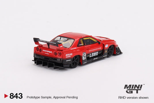 Nissan SKYLINE GT-R (R34) SUPER SILHOUETTE RED/BLACK 2024 (RHD) MINI GT 1:64