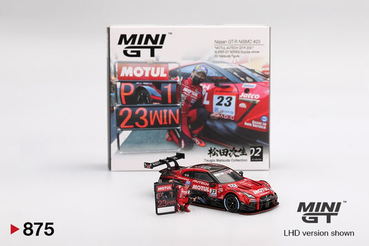 Nissan GT-R (R35) MET MATSUDA FIGUUR #23 MOTUL AUTECH SUZUKA WINNAAR 2021 (LHD) MINI GT 1:64