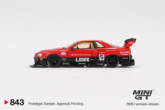 Nissan SKYLINE GT-R (R34) SUPER SILHOUETTE RED/BLACK 2024 (RHD) MINI GT 1:64