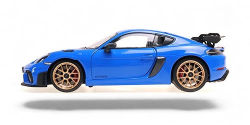 Porsche CAYMAN GT4 RS 2024 BLEU MÉTALLIQUE / JANTES DORÉES AVEC PACK WEISSACH MINICHAMPS 1:18