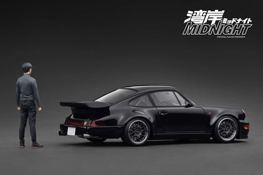 Porsche Blackbird (964) *MIDNIGHT* with Mr. Tatsuya Shima figure Black IGNITION MODEL 1:18