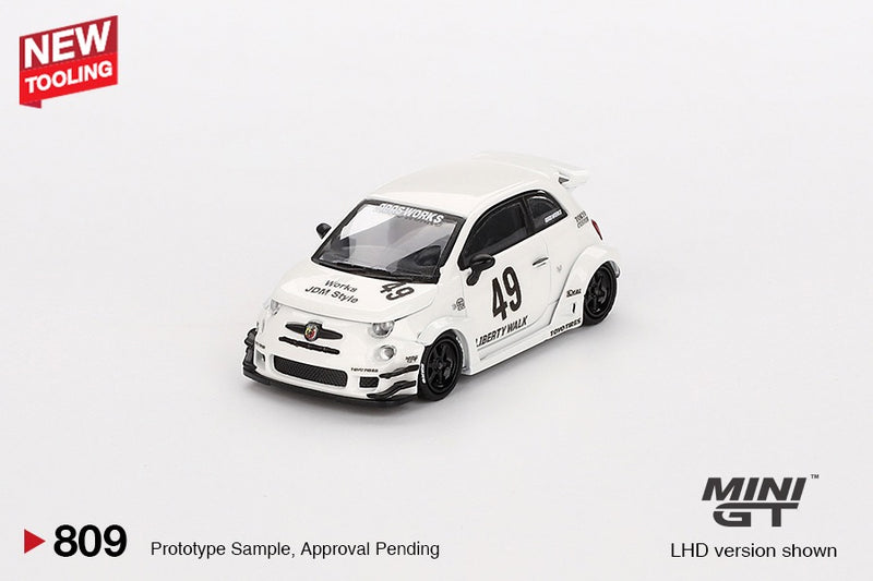 Laad de afbeelding in de Gallery-viewer, Fiat 595 ABARTH LB-WORKS X ABAS WORKS GARA WIT 2024 (LHD) MINI GT 1:64
