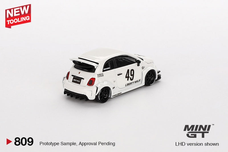 Laad de afbeelding in de Gallery-viewer, Fiat 595 ABARTH LB-WORKS X ABAS WORKS GARA WIT 2024 (LHD) MINI GT 1:64
