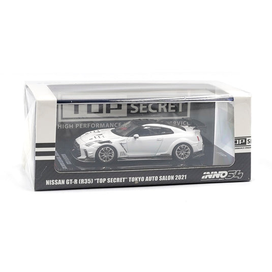 Nissan Skyline GT-R (R35) *Top Secret* Tokyo Auto Salon 2021 Blanc/Noir INNO64 Models 1:64