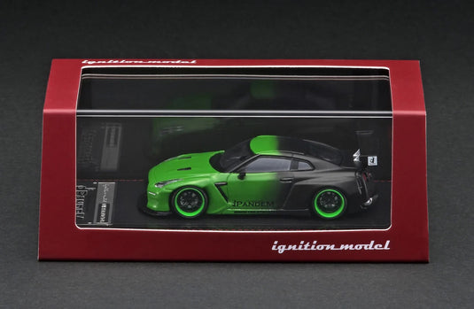 Nissan PANDEM R35 GT-R GREEN/BLACK IGNITION MODEL 1:64