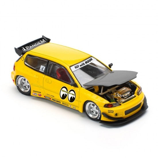 Chargez l'image dans la visionneuse de la galerie, HONDA CIVIC PANDEM EG6 v1.5 MOONEYES JAUNE POP RACE 1:64
