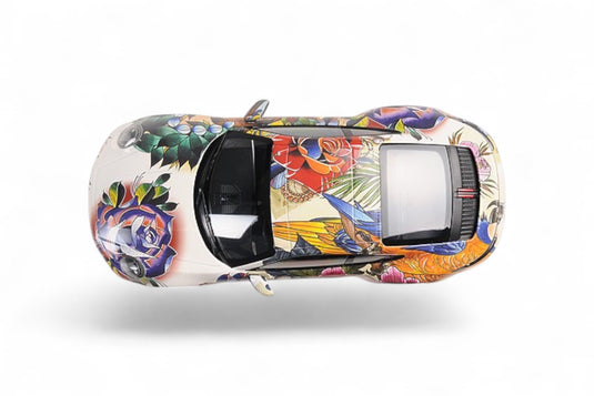 Porsche 911 CARRERA 4S 2019 BLOEMENONTWERP BASISPLAAT EN ACRYL CASE ‼️BEPERKTE EDITIE 500 stuks‼️ MINICHAMPS 1:18