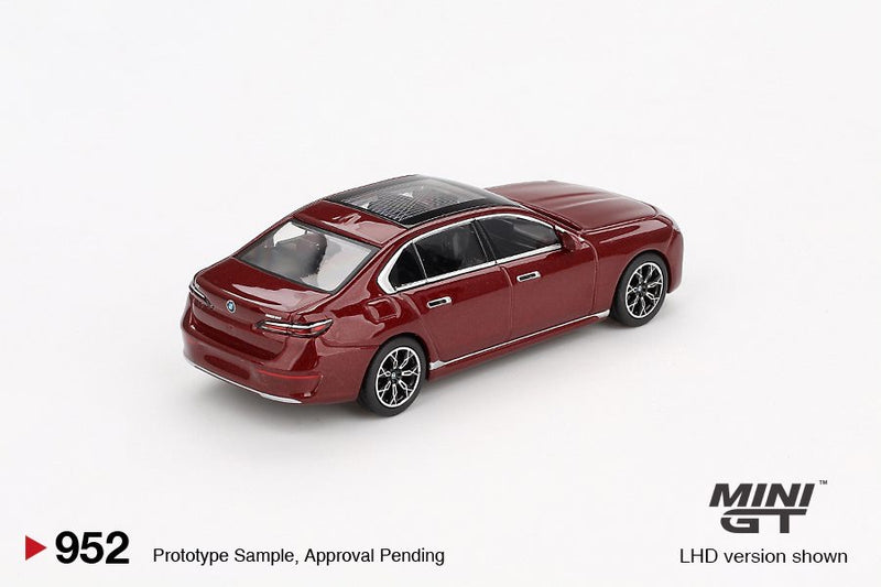 Load image into Gallery viewer, Bmw I7 XDRIVE60 AVENTURIN RED 2023 (LHD) MINI GT 1:64

