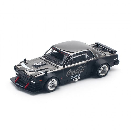 Chargez l&#39;image dans la visionneuse de la galerie, Nissan Skyline GT-R V8 Drift *Hakosuka* *Coca-Cola zero* Chrome noir POP RACE 1:64

