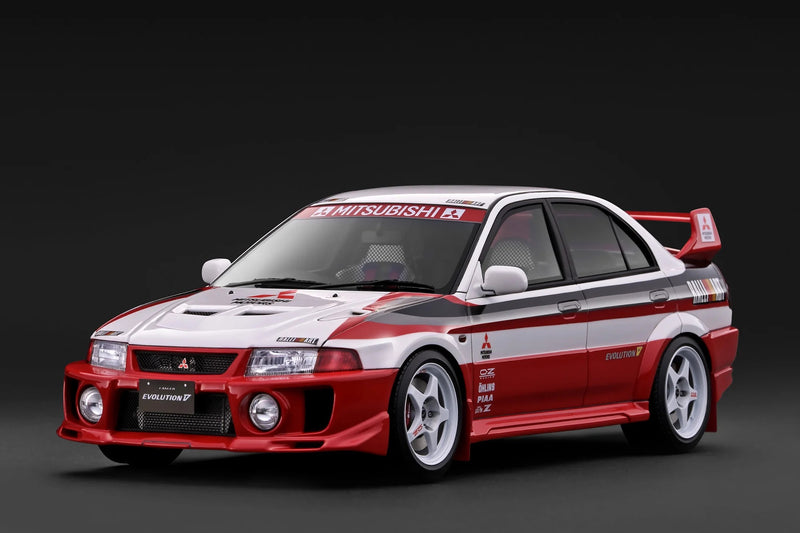Chargez l'image dans la visionneuse de la galerie, MITSUBISHI LANCER EVOLUTION V (CP9A) BLANC/ROUGE IGNITION MODEL 1:18
