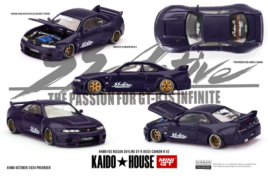 Nissan SKYLINE GT-R (R33) ACTIVE CARBON R V2 1995 Kaido*House MINI GT 1:64